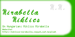 mirabella miklics business card